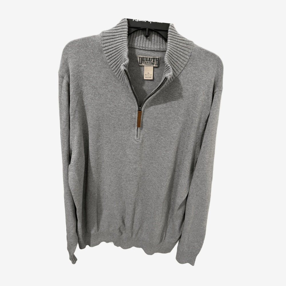 Duluth Trading Co. Men's Quarter-Zip Pullover Sweater Heather Gray XL